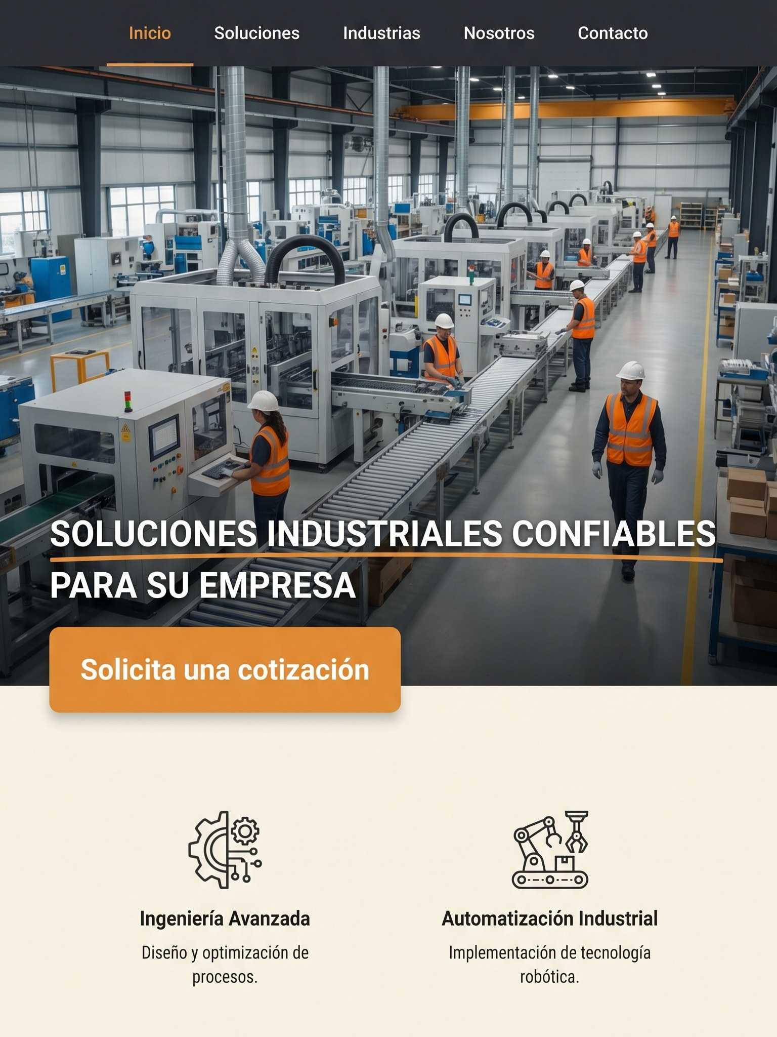 Ejemplo de un sitio B2B/industrial como el que analizamos: página de inicio de una empresa industrial mexicana.